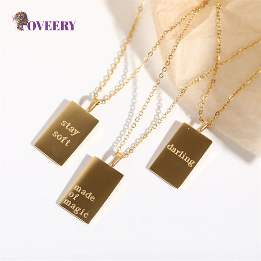 Minimalism Letter Square Pendant Necklace