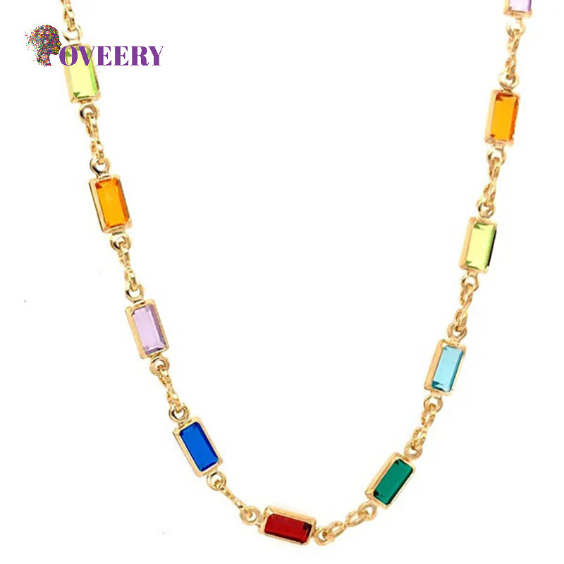 Collana/braccialetto/caviglia in oro 18 carati con pietra preziosa arcobaleno