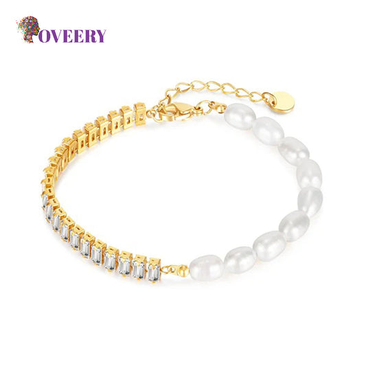 Bracelet de luxe en perles et zircons 