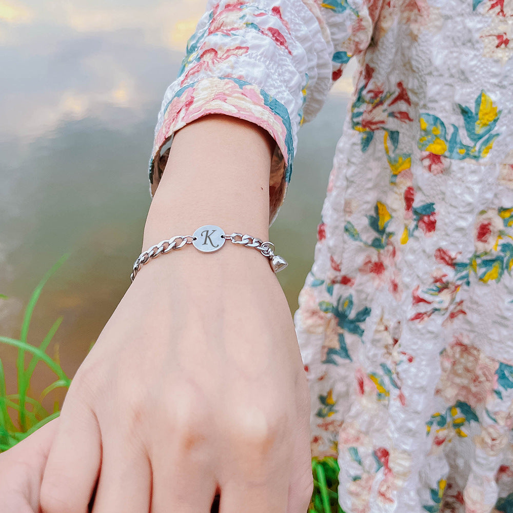 Custom Lettered Couples Cuban Bracelet Set