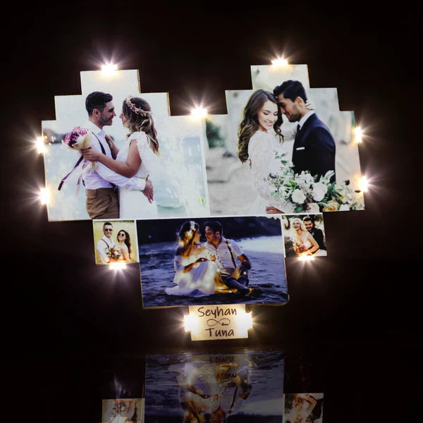 Custom Heart Shape Photo Collage Lamp