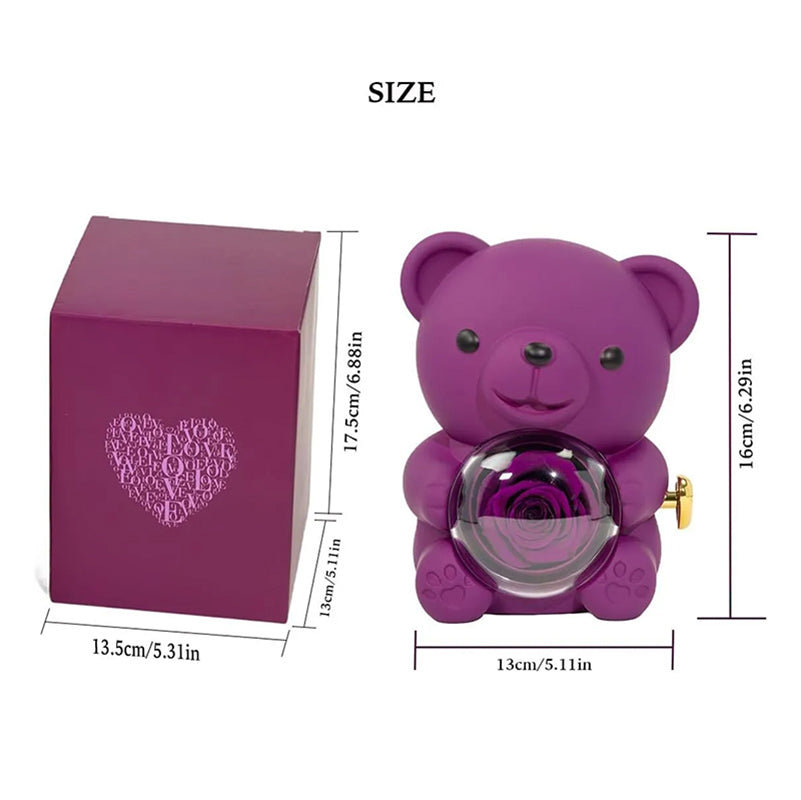 Double Heart Engraved Necklace & Eternal Bear Box