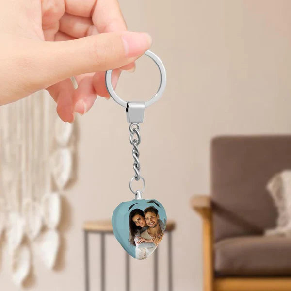 Custom Photo Keychain Crystal Keychain Couple's Heart-shaped