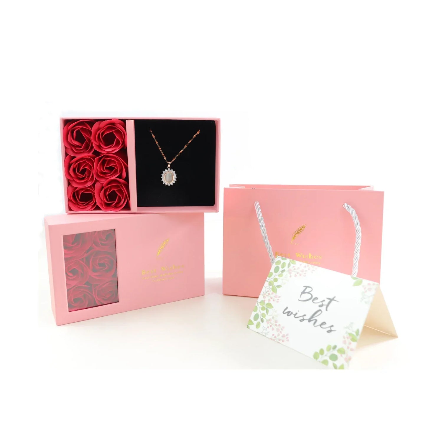 Coffret cadeau de bijoux roses