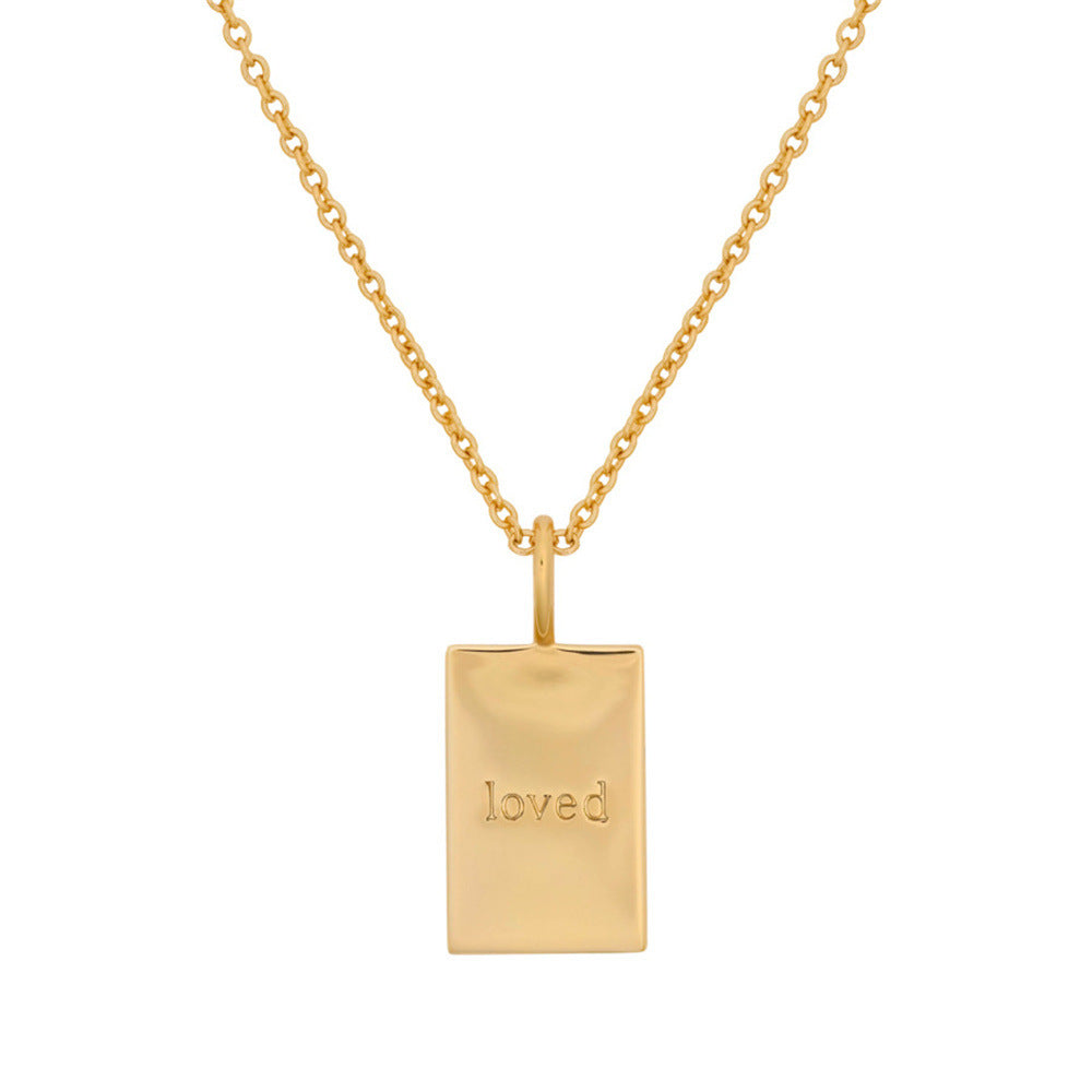 Minimalism Letter Square Pendant Necklace