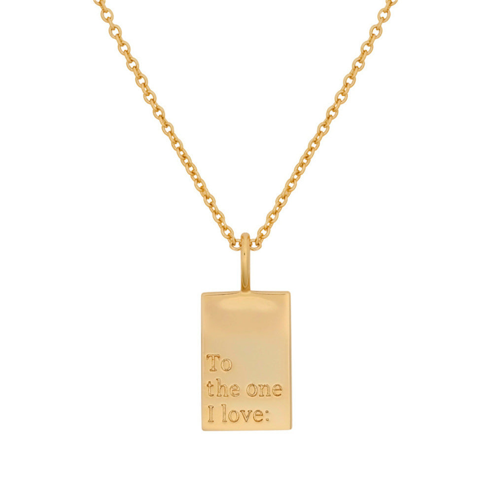 Minimalism Letter Square Pendant Necklace