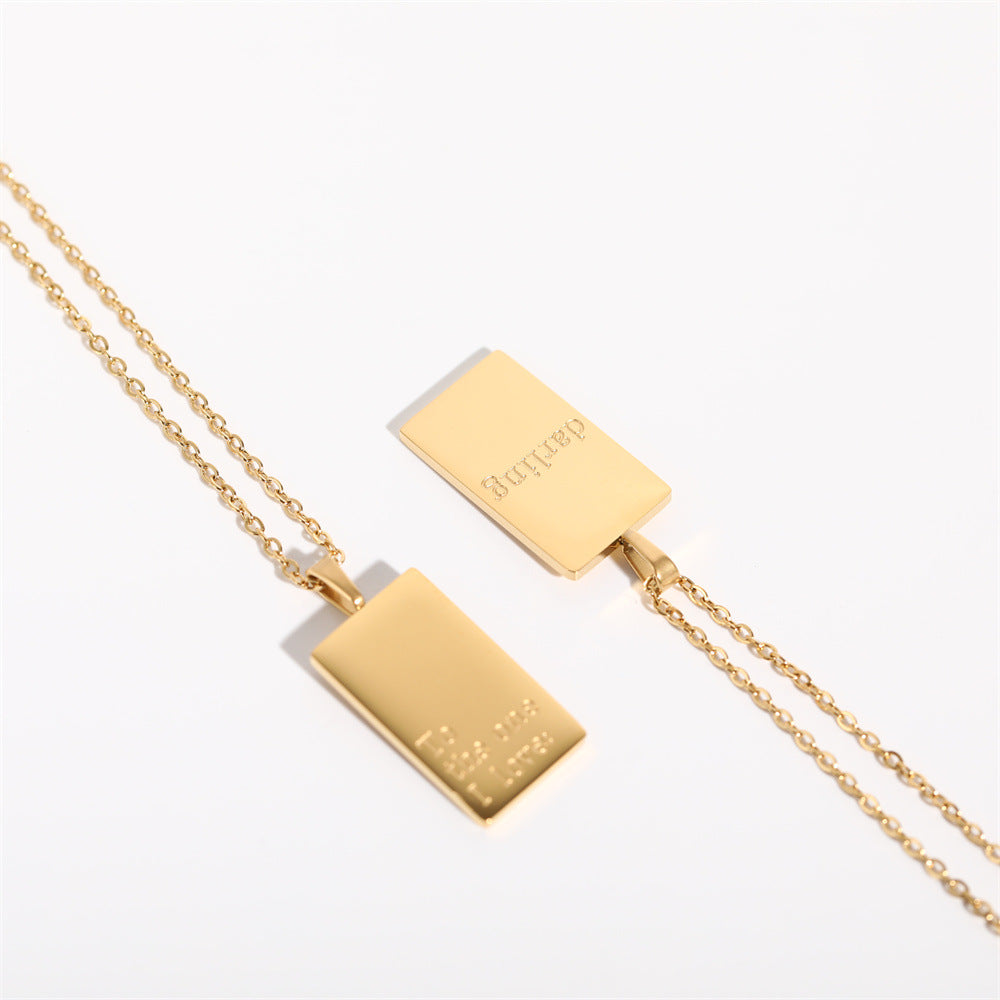 Minimalism Letter Square Pendant Necklace