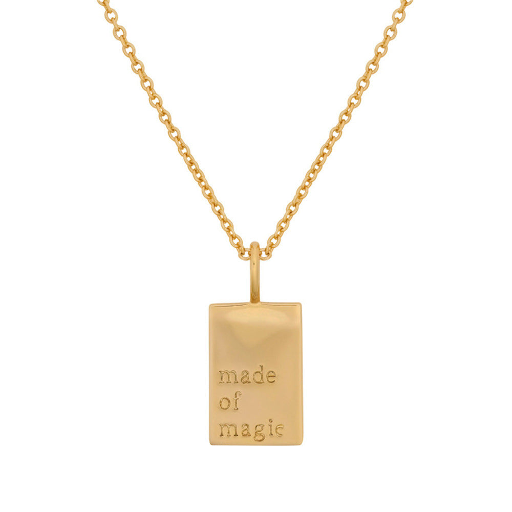 Minimalism Letter Square Pendant Necklace