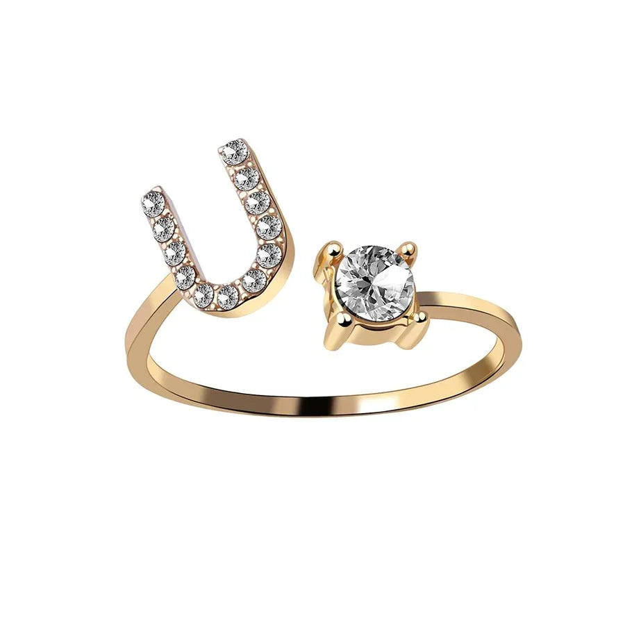 Bague ajustable initiale